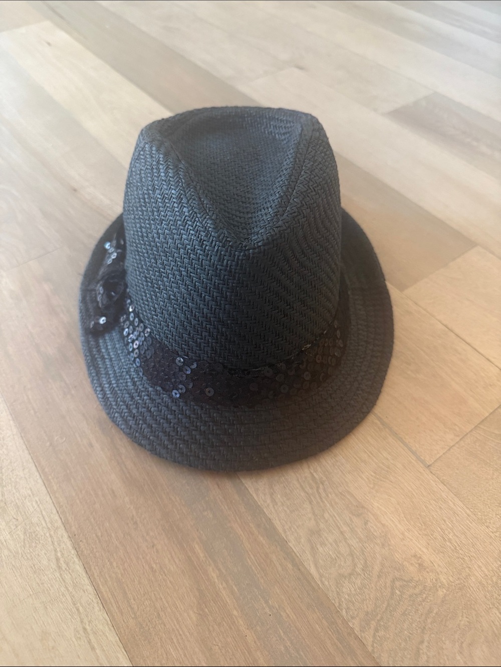Charming Charlie Black Sequin Band Fedora Hat for Women